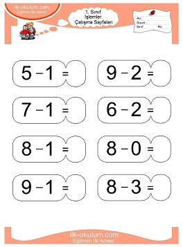 Çocuklar İçin toplam işlemi yaprak testleri 